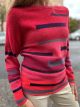 Sweter malinowy w stylu vintage 100% wełna jagnięca Mansted