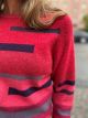 Sweter malinowy w stylu vintage 100% wełna jagnięca Mansted